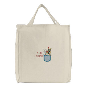 Pocket of Art/Craft Supplies Embroidery Pattern Embroidered Tote Bag