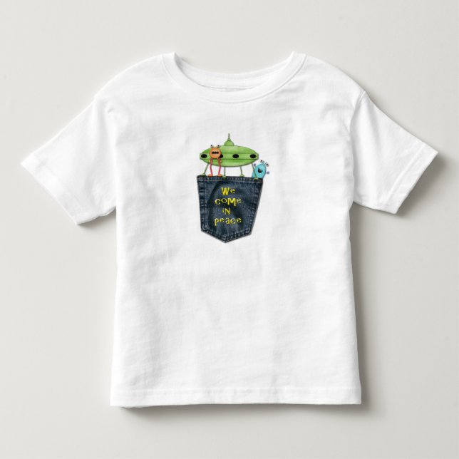 Pocket Peek-a-Boo - We Come In Peace Aliens Toddler T-shirt (Front)