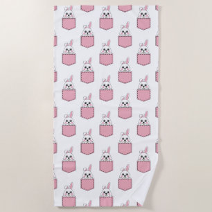 Pocket Pet Bunny Pattern Beach Towel