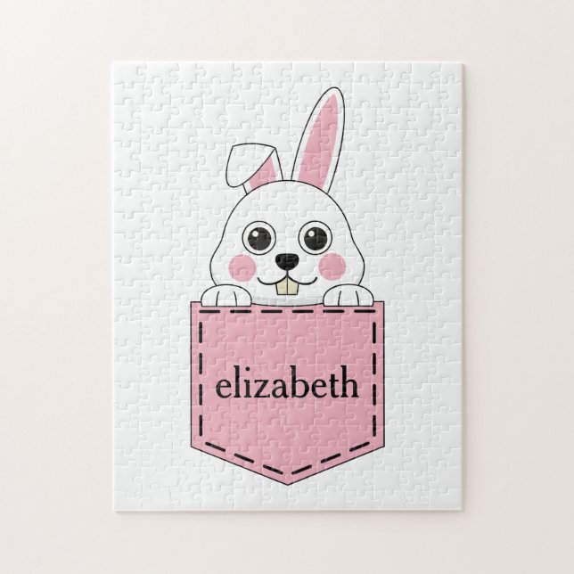 Pocket Pet Bunny Personalize Jigsaw Puzzle (Vertical)