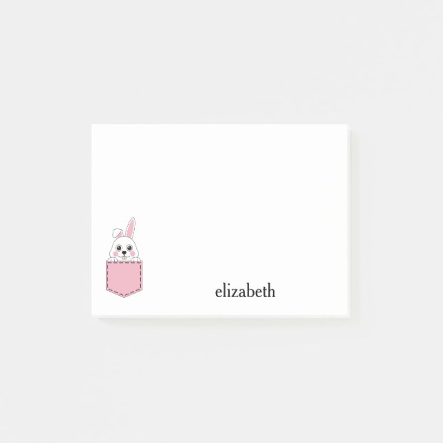 Pocket Pet Bunny Personalize Post-it Notes (Front)