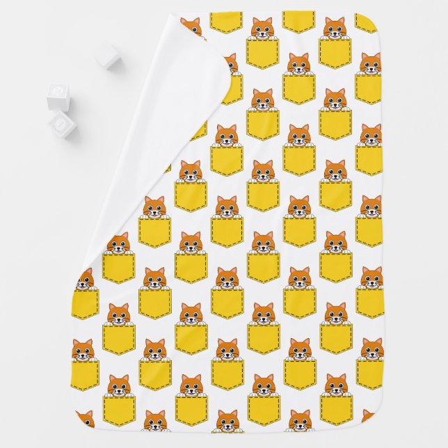 Pocket Pet Cat Pattern Baby Blanket (In Situ)