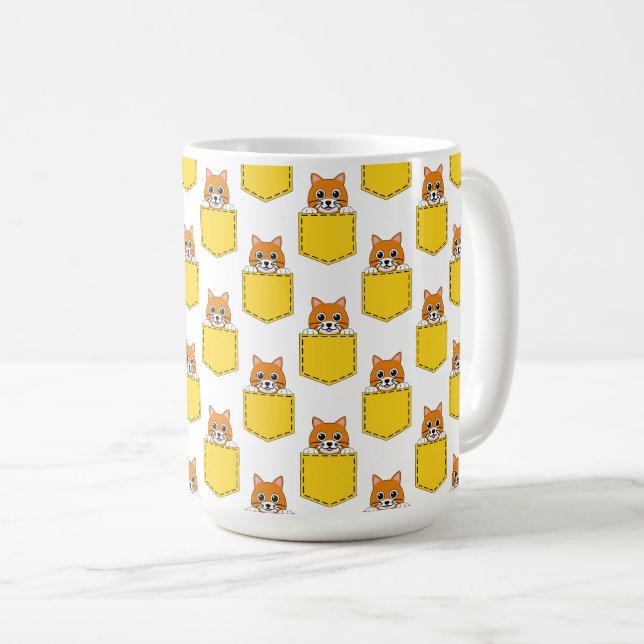 Pocket Pet Cat Pattern Coffee Mug (Front Right)