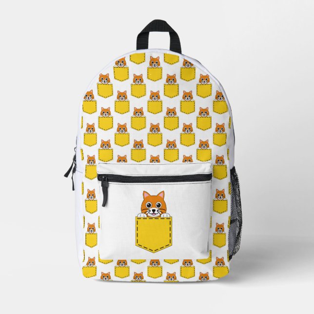 Pocket Pet Cat Pattern Printed Backpack (Front)