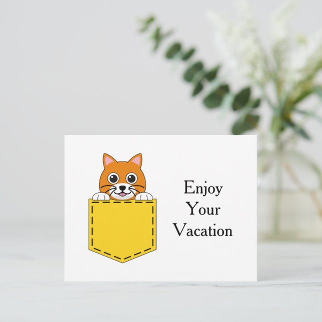 Pocket Pet Cat Personalize Holiday Postcard (Standing Front)