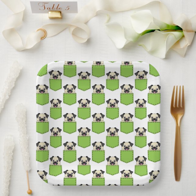 Pocket Pet Dog Pattern Paper Plates (Wedding)