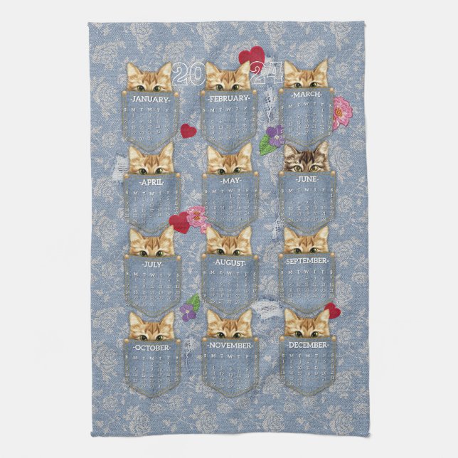 Pocket Pets Kittens 2024 Calendar Kitchen Towel (Vertical)
