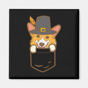 Pocket Pilgrim Welsh Corgi Dog Lover Cute Thanksgi Magnet