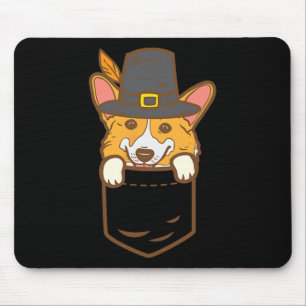 Pocket Pilgrim Welsh Corgi Dog Lover Cute Thanksgi Mouse Pad