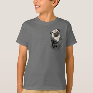 Pocket Pug Kids Gray T-Shirt