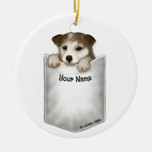 Pocket Puppy Dog  Ceramic Ornament