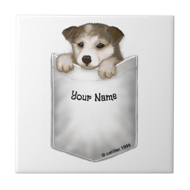 Pocket Puppy Dog  Ceramic Tile (Front)