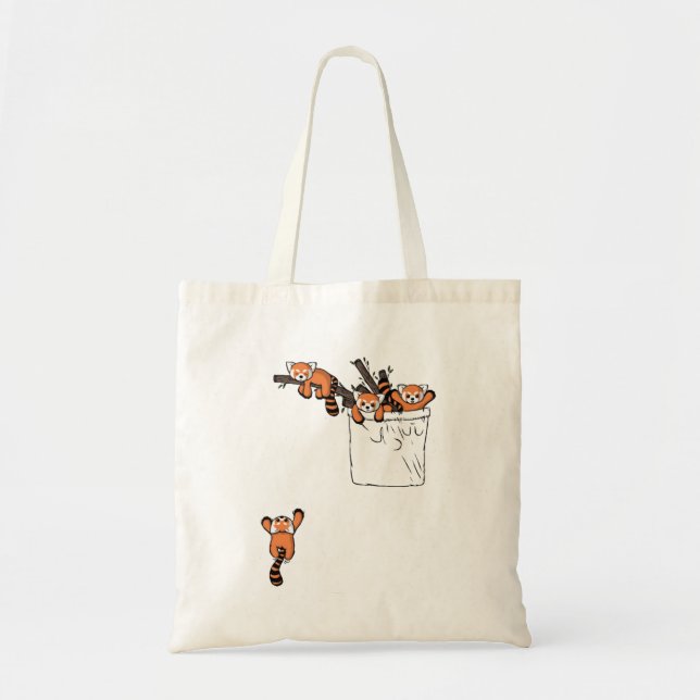 Pocket Red Panda Bears Tote Bag (Front)