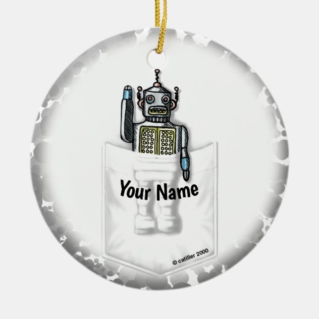 Pocket Robot custom name ornament (Front)