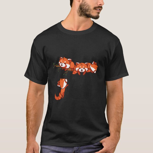 Pocket Series Red Panda Playing Bear T-Shirt (Front)