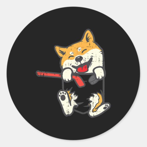 Pocket Shiba Inu Feet Ice Hockey Cute Akita Japane Classic Round Sticker