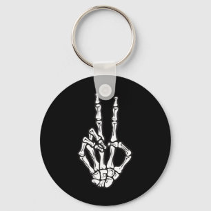 Pocket Skeleton Hand Peace Sign Halloween Hippie H Keychain