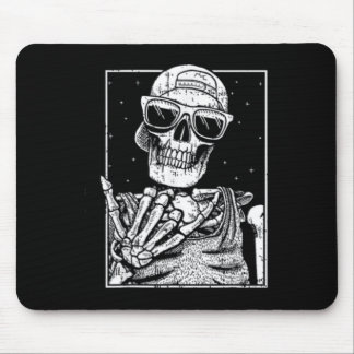 Pocket Skeleton Rockhand Halloween Cool Music Rock Mouse Pad