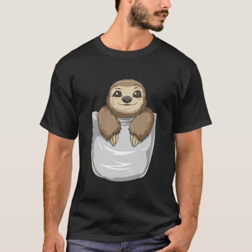 Pocket Sloth Peeking Out Funny Sloth T_Shirt