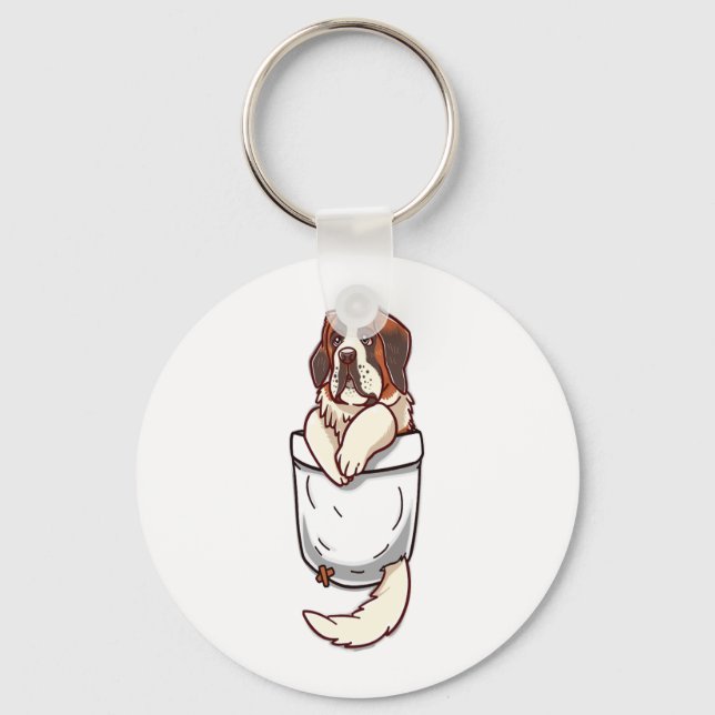Pocket St Bernard Puppy  Keychain (Front)