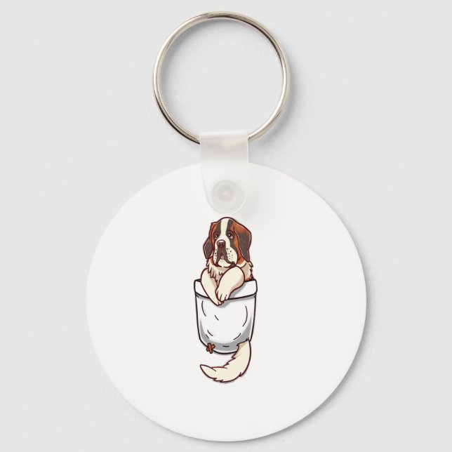 Pocket St Bernard Puppy  Keychain (Front)