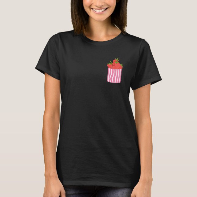 Pocket Strawberries Summer Fruit Food Red Berry St T-Shirt (Front)