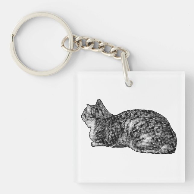 Pocket Tabby, Tucked Paws Keychain (Front)