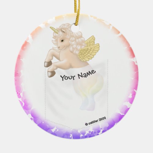 Pocket Unicorn Ceramic Ornament
