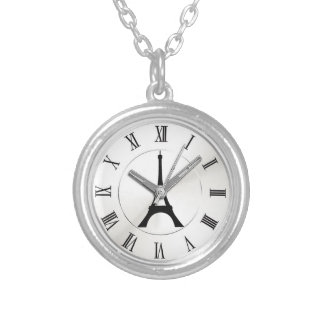 pocket watch elegant Vintage eiffel Paris Silver Plated Necklace