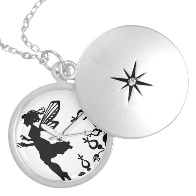 pocket watch elegant Vintage tinkerbell Paris Locket Necklace (Front)