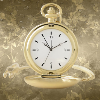Pocket Watch Gold Casing Gift For Him by margielynndesigns at Zazzle