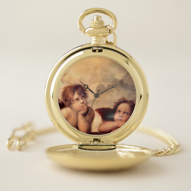 Pocket Watch: Gold THOUGHTFUL ANGELS Pocket Watch (Inside)
