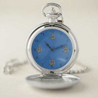 Pocket Watch - Gray Anchors with Ropes