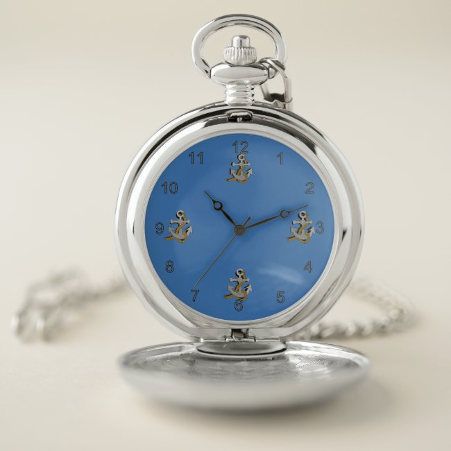 Pocket Watch - Gray Anchors with Ropes