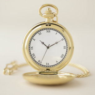 Pocket Watch Roman Numerals Face Gold Casing