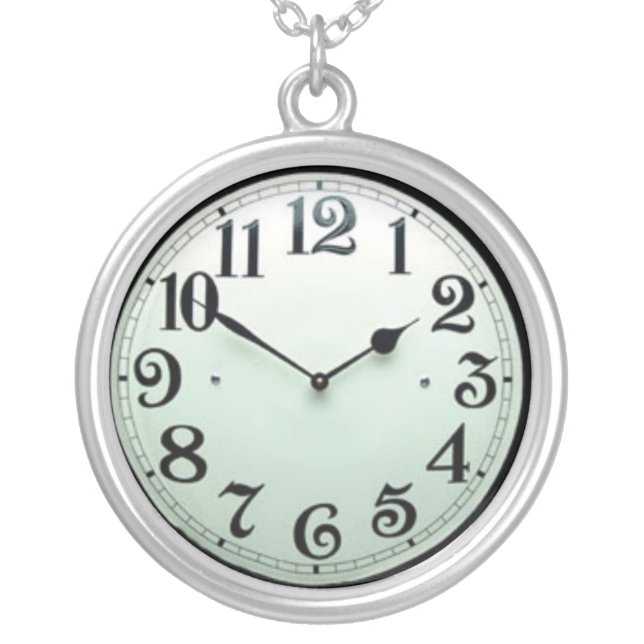 pocket watch silver plated necklace (Front)