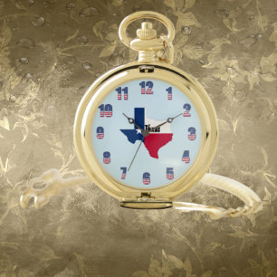 Pocket Watch State Texas Patriotic Colors Numbers