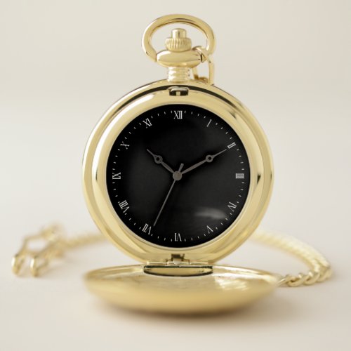 Pocket Watch Timepiece _ Roman Numeral Black Gold