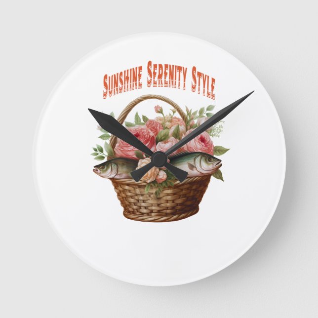 🌸 Pocketful of Summer Bliss 🐠 Round Clock (Front)