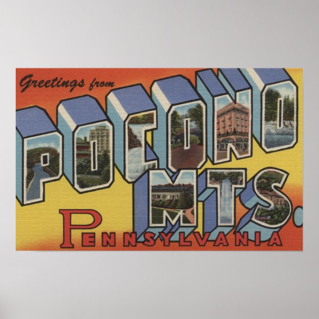 Pocono Mountains - Large Letter Scenes Poster (Front)