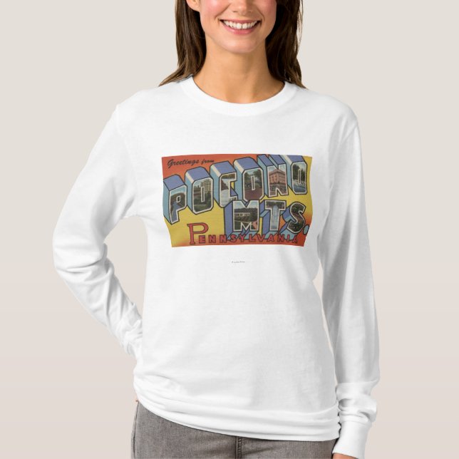 Pocono Mountains - Large Letter Scenes T-Shirt (Front)