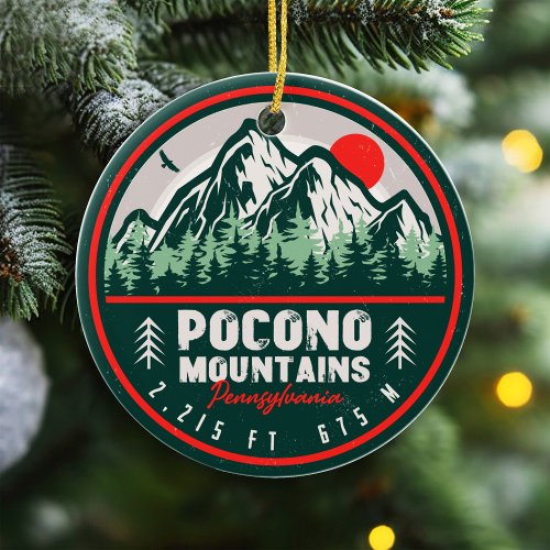 Pocono Mountains PA Retro Sunset Souvenirs Ceramic Ornament