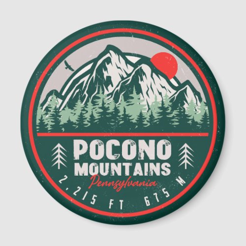 Pocono Mountains PA Retro Sunset Souvenirs Magnet