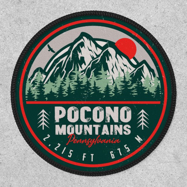 Pocono Mountains PA Retro Sunset Souvenirs Patch (Front)
