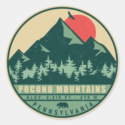 Pocono Mountains PA Vintage Souvenir Gift Classic Round Sticker