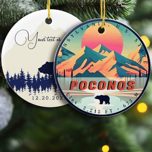 Pocono Mountains Pennsylvania Climbing Vintage 80s Ceramic Ornament