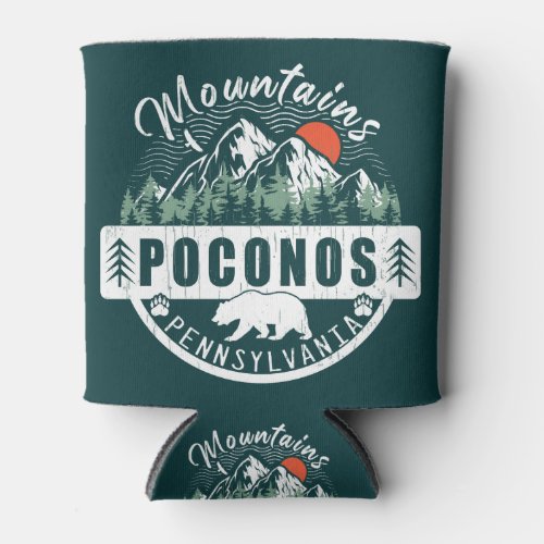 Pocono Mountains Pennsylvania _ Retro Souvenirs Can Cooler