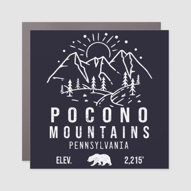 Pocono Mountains Pennsylvania - Retro Souvenirs Car Magnet (Front)