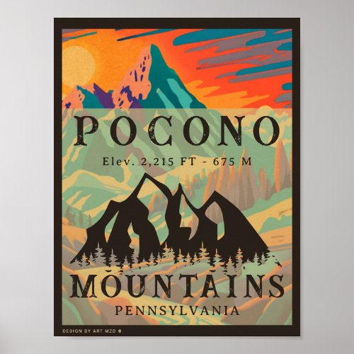 Pocono Mountains Pennsylvania _ Retro Souvenirs Poster
