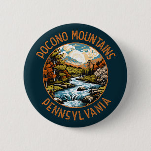 Pocono Mountains Pennsylvania Sunset Retro Art Button